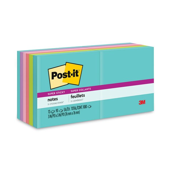 Post-It Pads in Miami Colors, 3 x 3, 90/Pad, PK12 654-12SSMIA